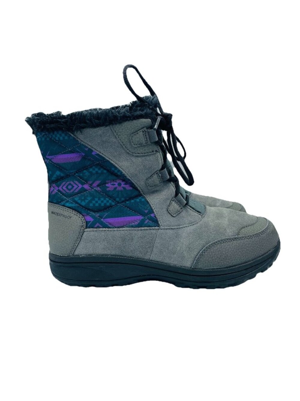 Columbia Winter Boots Womens Size 9 Gray Leather Lace Up Comfort Snow Waterproof